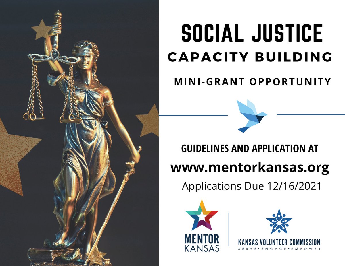 Social Justice Capacity Mini-Grant Opportunity is available at mentorkansas.org. Contact mentor@ksde.org if you have any questions.