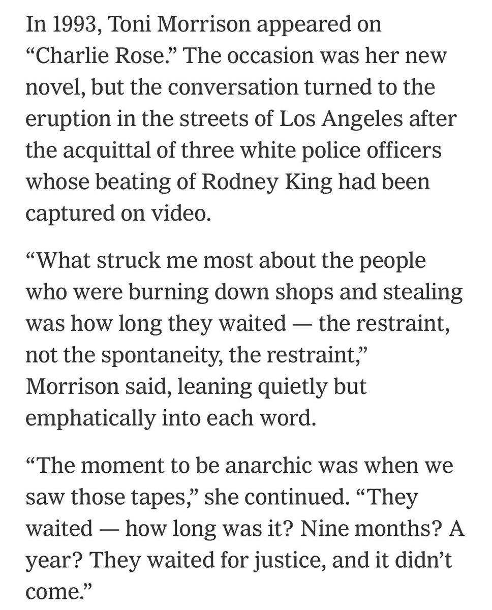 Toni Morrison, 1993: “They waited and waited for justice and it didn't come.”