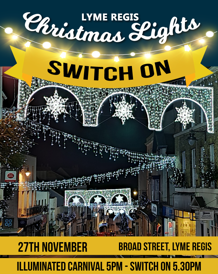 Saturday 27th November for the big switch on 💡 Watch the illuminated carnival at 5pm before the lights are switched on at 5.30pm. Remember, you can support us by getting some raffle tickets via our website lymechristmaslights.co.uk/raffle
#lymeregis #dorset #christmaslights