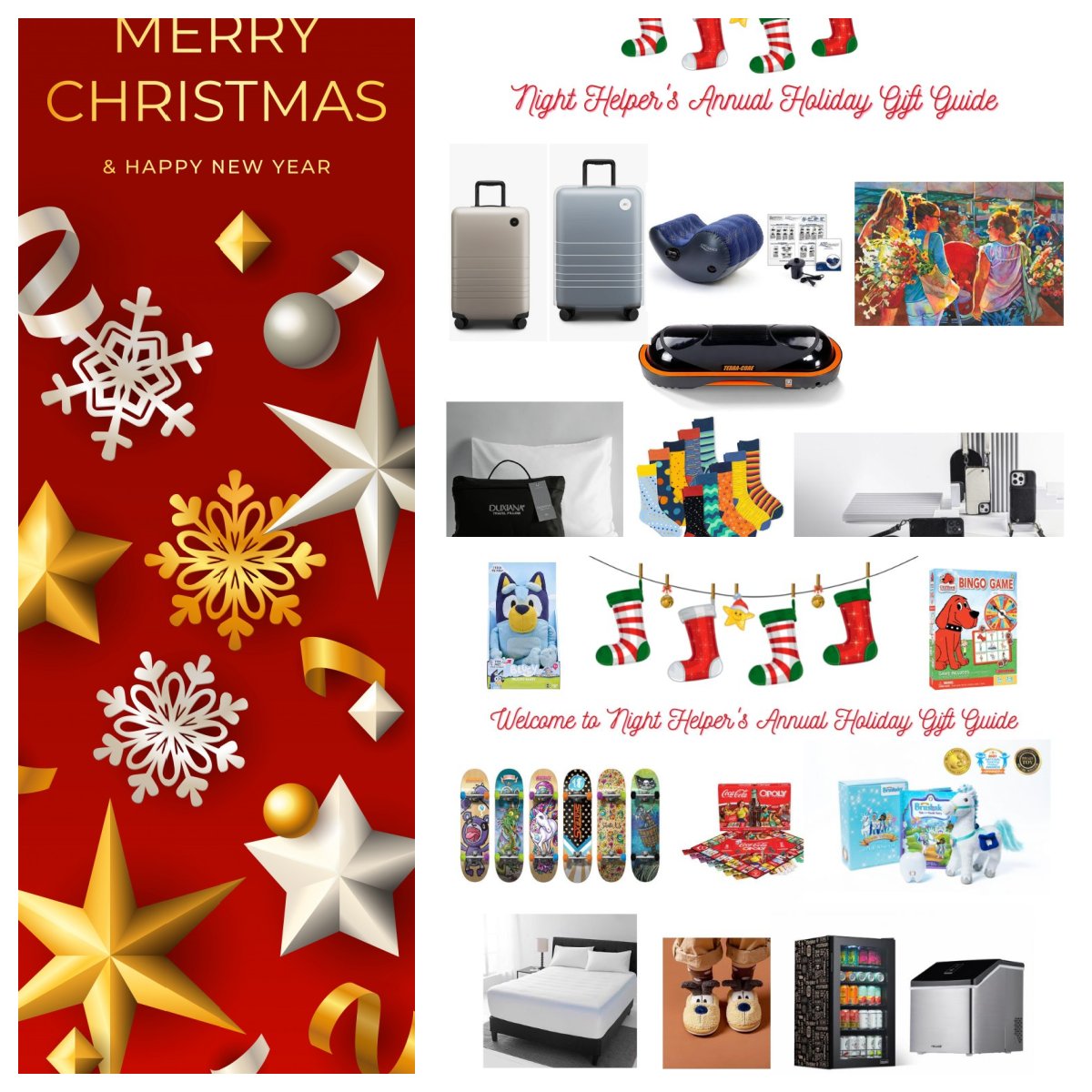 NightHelperBlog's tweet photo. AD | Gifted| Here's a Sneak Peak at our next Holiday Guide #3 coming out next week! @MonosTravel  @DUXIANAUSA @societysocks  @terracorefit @aerotrainerfit  @stylebynoemie @SunlitStudioPuzzles @brushalot #bluey @Momorii @NewAirUSA  @Therapedic @MasterPiecesToy  @SkateXS https://t.co/drgMBXNuf0