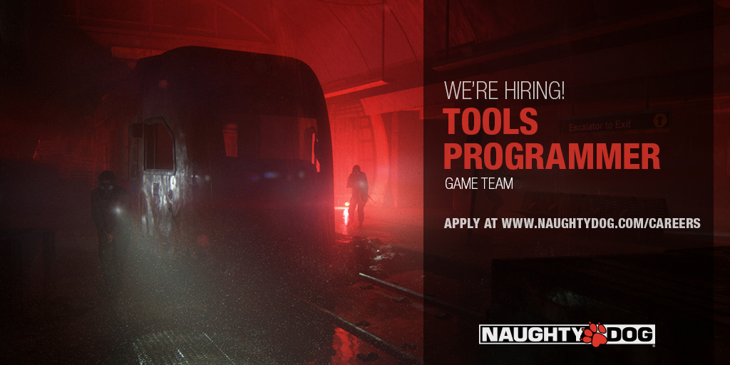 Heads up! Naughty Dog is seeking a Tools Programmer (Game Team) to join our team! Visit grnh.se/eb3001821us to apply today.