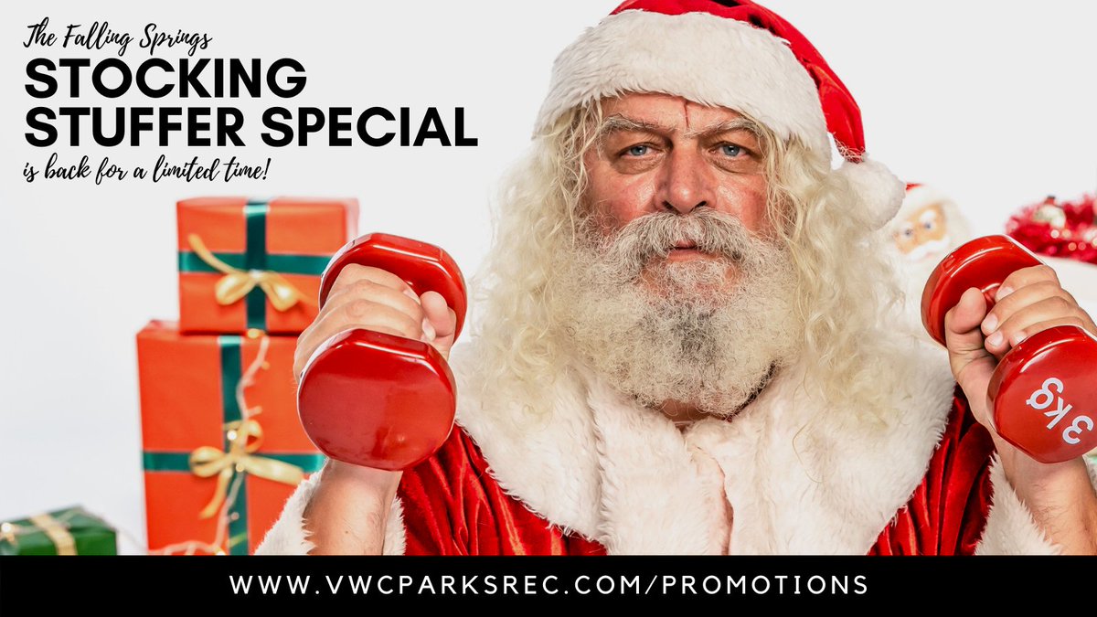 VWCParksRec's tweet image. The Stocking Stuffer Special is BACK! 🎅🏽  For a limited time, purchase a 5 or 10 visit Youth /Adult Visit cards at discounted rates! Cards NEVER expire &amp;amp; include access to all Falling Springs Amenities! 💥 Offer good thru Jan 7. Visit buff.ly/3FCNyP7 for details!