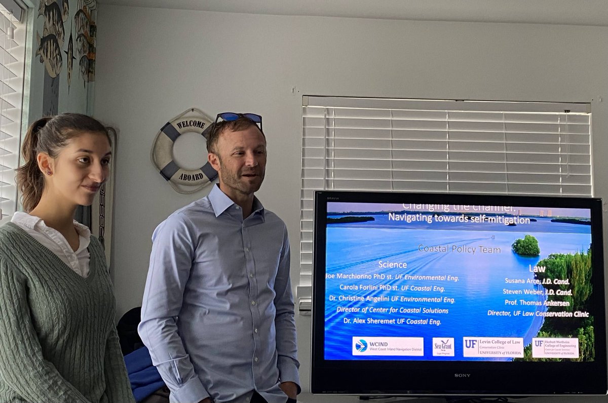 UFcoastal's tweet photo. Our Coastal Policy Lab team &amp; students are in Sanibel for 2 days of science-to-policy presentations to #Sanibel and #Captiva stakeholders. @fgcu Vester Marine Lab hosted us for Day 1 &amp; we arrived via the Intrepid Waters channel: focus of the first talk. Thanks for the ride WCIND! https://t.co/nUjBP7YeHp