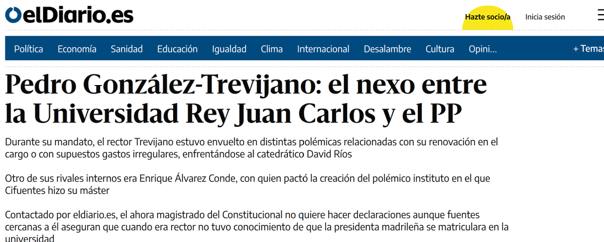 I per celebrar-ho, el Tribunal Constitucional acaba de nomenar president, per unanimitat, Pedro González-Trevijano. El de la Juan Carlos I. El dels màsters del PP.  Tota una garantia que el Constitucional continuarà essent el noi dels encàrrecs del poder espanyol i del rei.