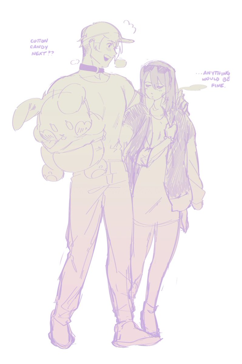 little sketches of boyfriends on a date 🐶🐰 