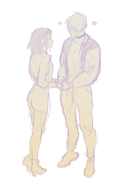 little sketches of boyfriends on a date 🐶🐰 