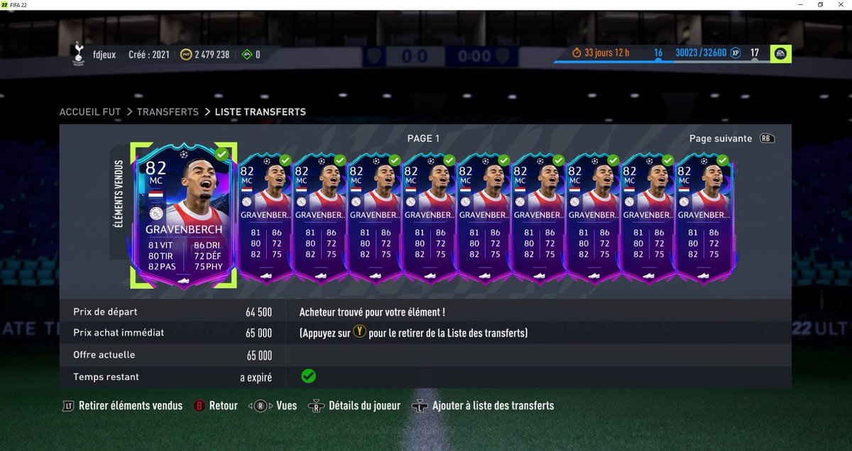 ceulenaere's tweet photo. Très belle soirée gravenberch acheté entre 37K et 43K dimanche soir derniertous vendu ce soir prix max. et dire que sur le live de @ThipFIFA j ai entendu dire mardi qu il était fou de patler de lui alors qu il etait deja a 46k!!! plus qu a attendtre les diatta et diop https://t.co/zqQftzZ8Ei