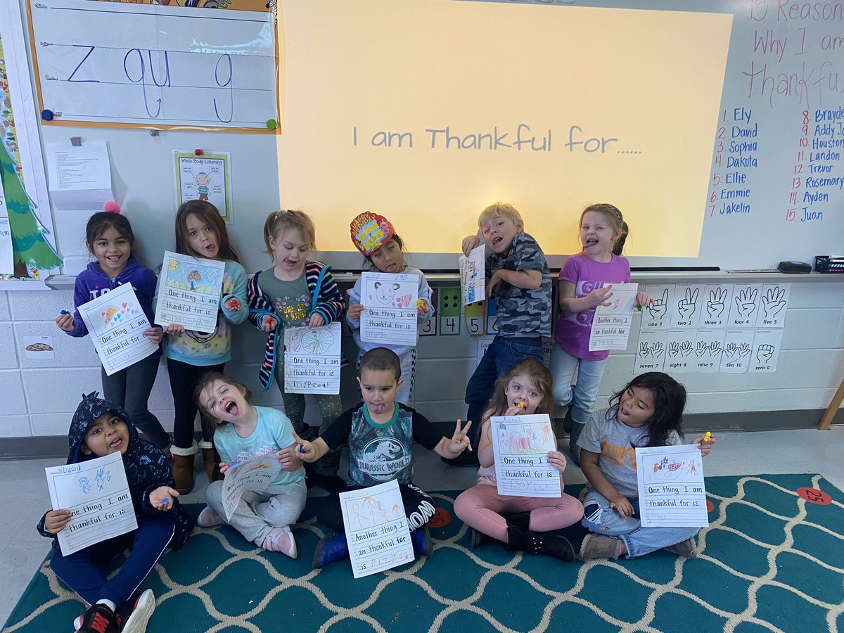 With the help of their “thankful bears”, Kindergarten used their new tapping out skills to write about what they are thankful for! Some of their reasons for being thankful were their families, food, friends, their carpet spot, and their pets!