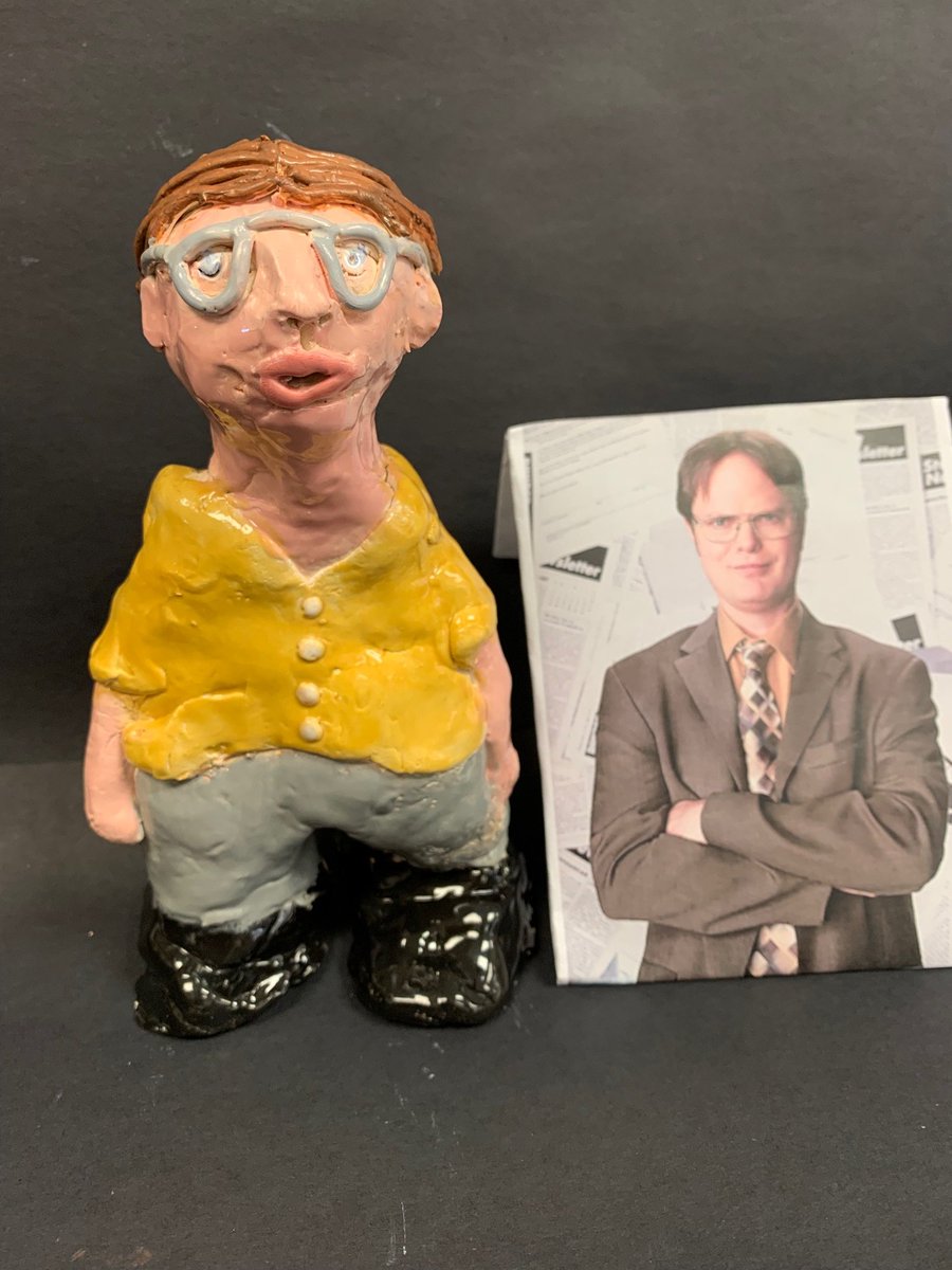 wtboearts's tweet photo. You Go Dwight! Another fun character created by a talented 7th grader in Mrs. Lettire's art class. @WarrenSchoolsNJ https://t.co/iAMwigUF73
