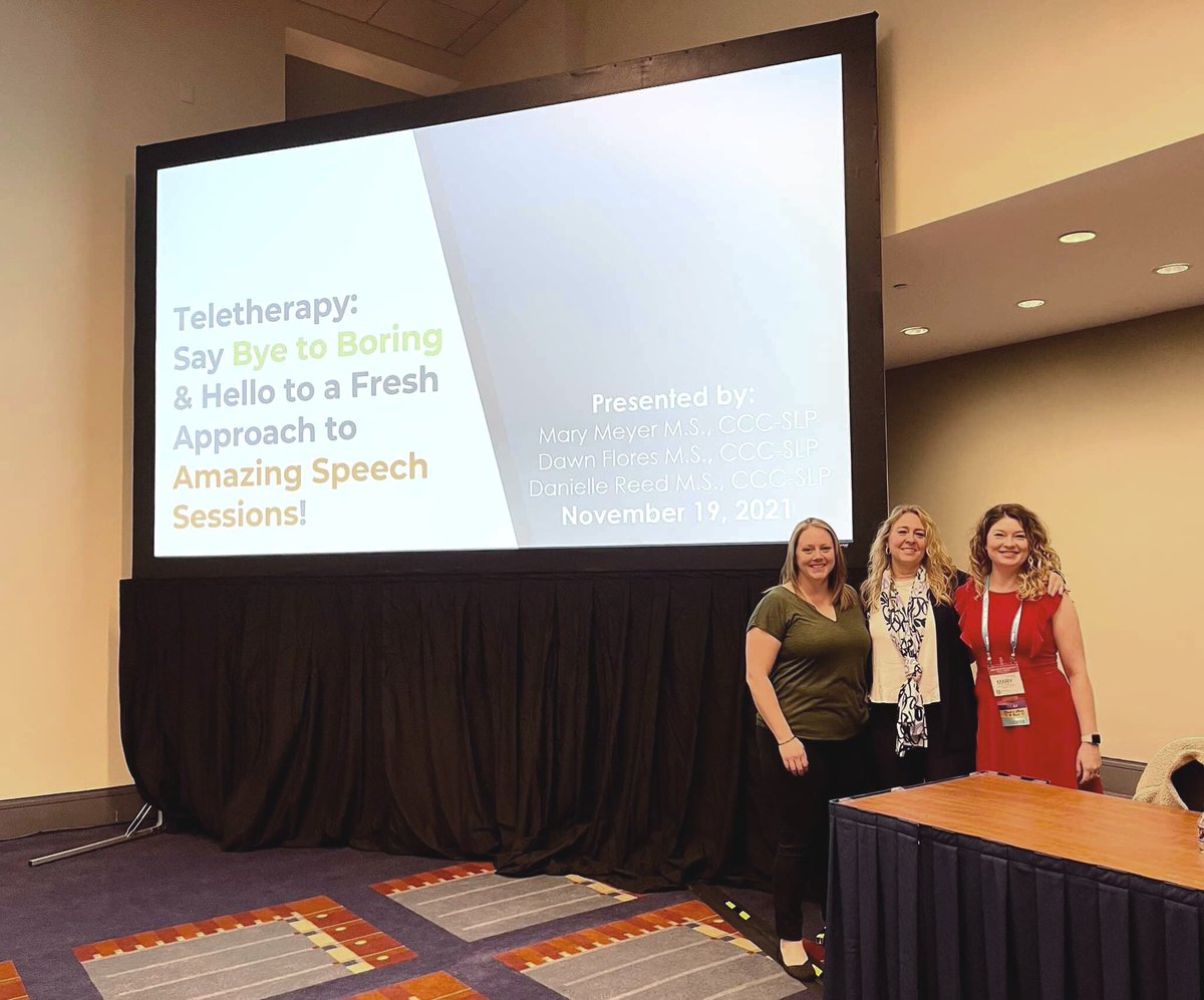 DanielleReedSLP's tweet photo. It was so fun to present at #ASHA2021 today! We’ve learned so much about Teletherapy during Covid and it was great to share tips &amp; tricks with SLPs from around the country! https://t.co/HtGc75K9YT