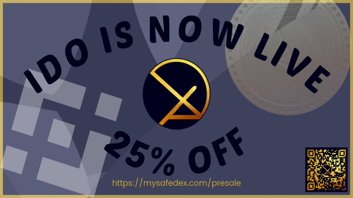 IDO PRESALE is live mysafedex.com/presale and join the TG here t.me/dexterainvitat… to enter for the Whitelist giveaway.