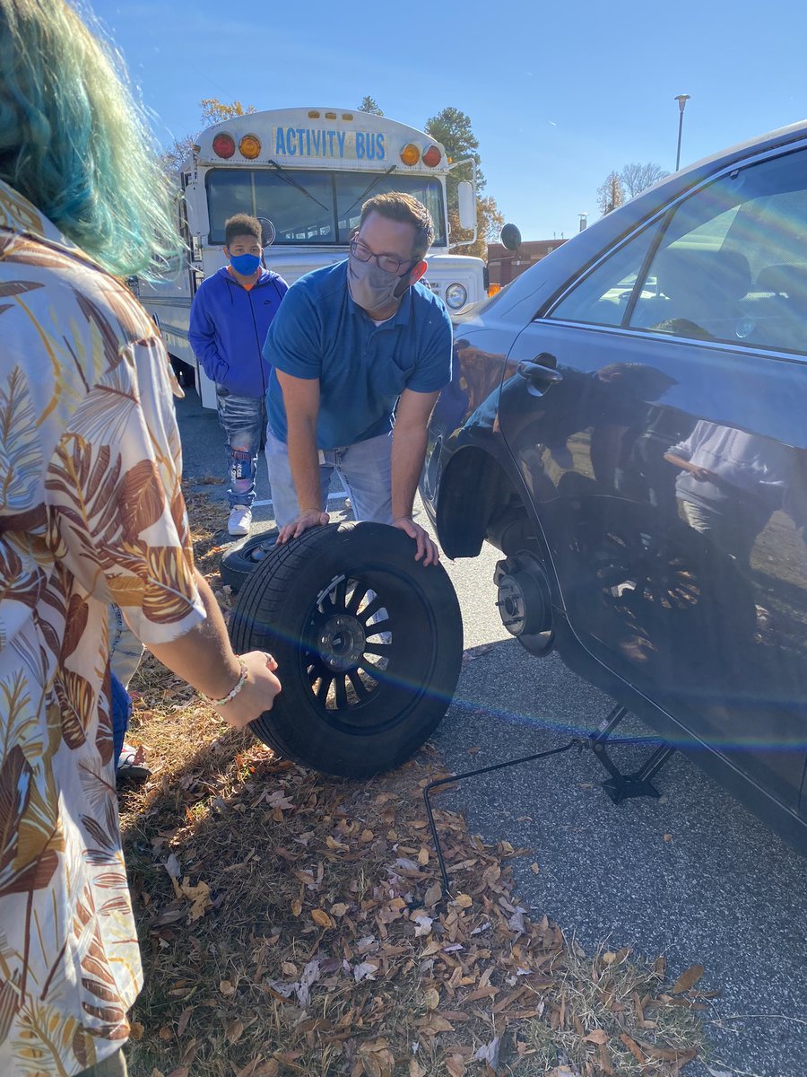 Meghan Helms (@mshelms_med) on Twitter photo Students in 7th period learn how to change a tire! #lifeskills #school101 #enrichment Students in 7th period learn how to change a tire! #lifeskills #school101 #enrichment