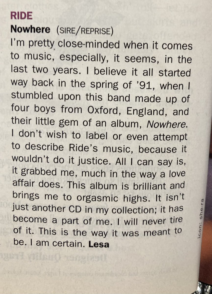 I wrote this review of Nowhere when I was 19 for Sassy Magazine and it still holds true #TimsListeningParty #Nowhere30 🌊🌊🌊🤟