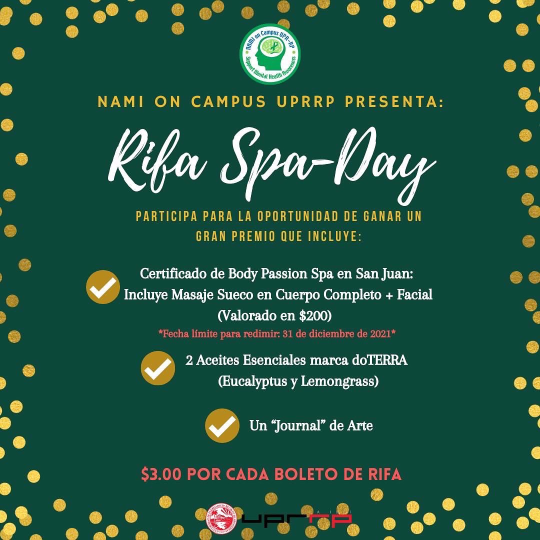 NamiUprrp's tweet photo. 🎊Rifa NAMI on Campus UPRRP🎊

Les invitamos a participar de nuestra “Rifa  Spa Day” para la oportunidad de ganar un gran premio que incluye:

✅Certificado de Body Passion Spa en San Juan: Incluye Masaje Sueco en cuerpo completo y una fácil. (Valorado en $200) 
… https://t.co/6s4zp5s88E