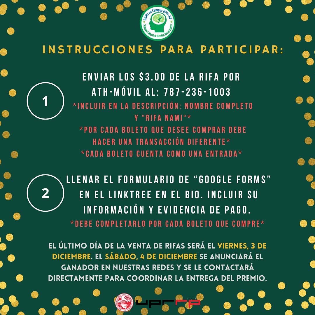 NamiUprrp's tweet photo. 🎊Rifa NAMI on Campus UPRRP🎊

Les invitamos a participar de nuestra “Rifa  Spa Day” para la oportunidad de ganar un gran premio que incluye:

✅Certificado de Body Passion Spa en San Juan: Incluye Masaje Sueco en cuerpo completo y una fácil. (Valorado en $200) 
… https://t.co/6s4zp5s88E