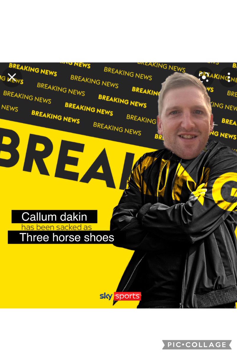 3HorsesFC's tweet photo. BREAKING NEWS: @CallumDakin throws toys out the pram and leaves the 3 Horseshoes following 3 thumbs down on the group chat for availability. Moving forwards, @johnwhysall will be in charge and early signs show all of the old guard lining up on Sunday against Tibshelf https://t.co/FzSJSM6QKU