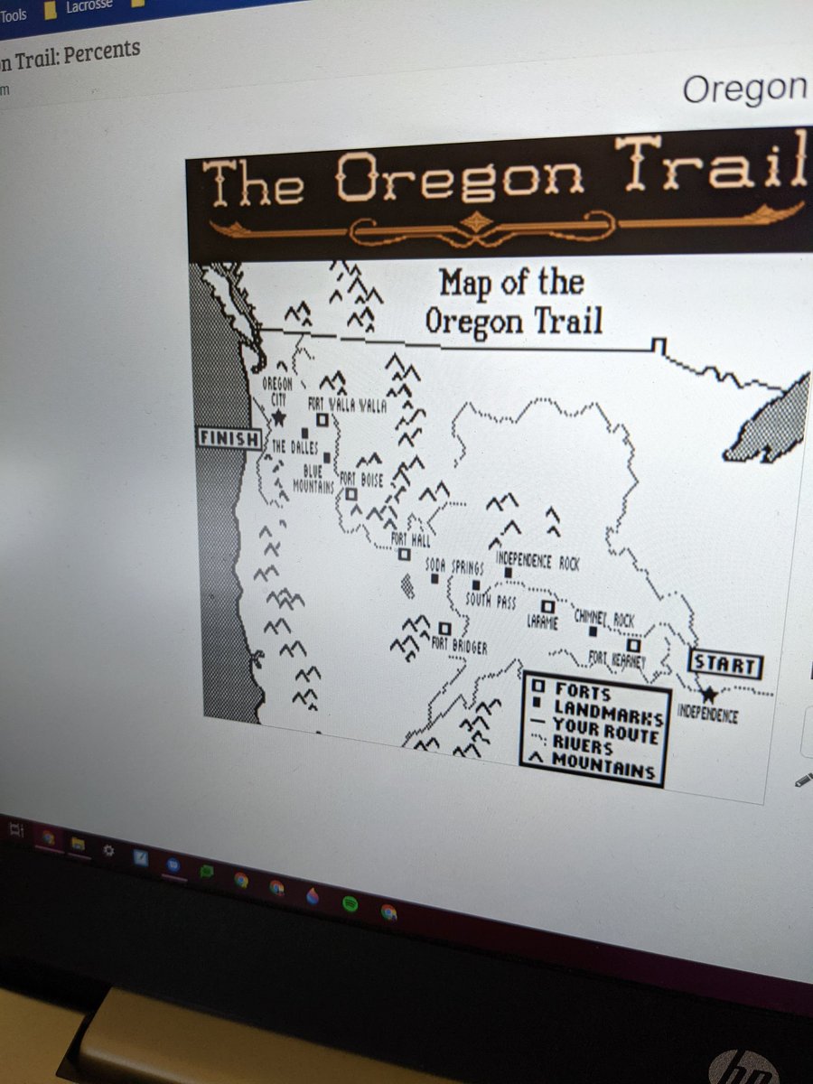 bhamm01's tweet photo. A little math fun with #retroDesmos #oregontrail and #breakoutedu on the day before 🦃 break! https://t.co/U6LDlLtxiw