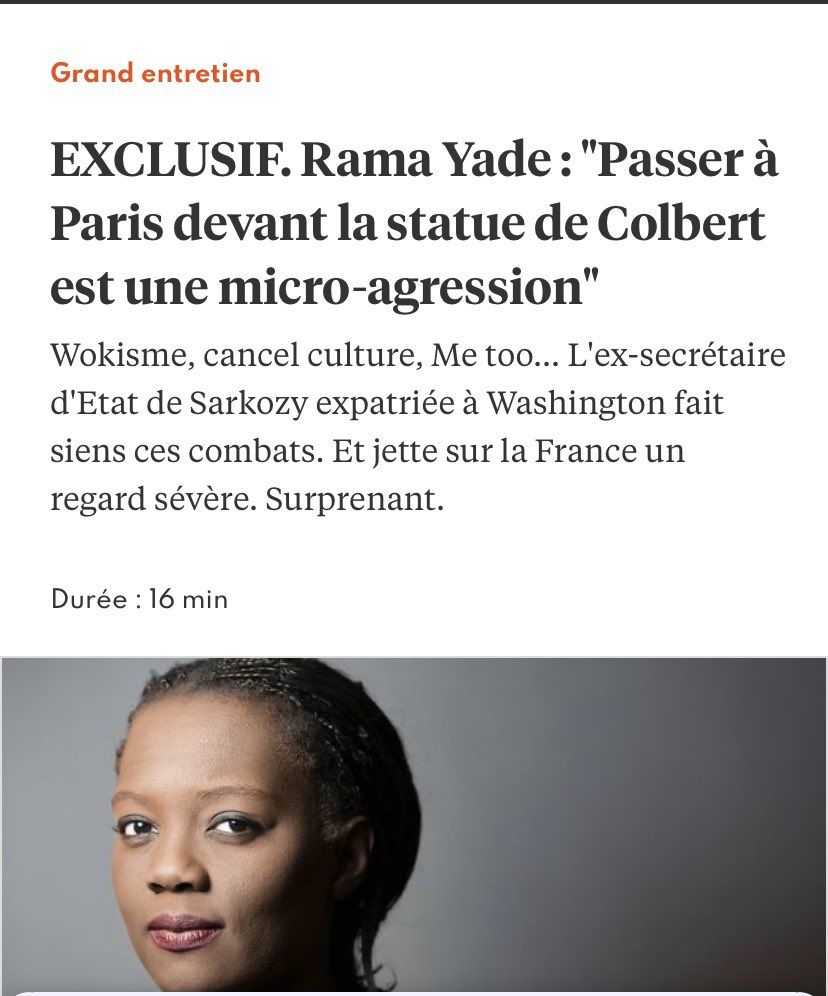 Rama Yade ressent donc une micro-agression devant une statue de Colbert. Naulleau est un nom typiquement vendéen et je ne me sens pourtant pas micro-agressé quand je passe devant un symbole de la République qui massacra mes ancêtres. Assez de ce ressassement victimo-identitaire !