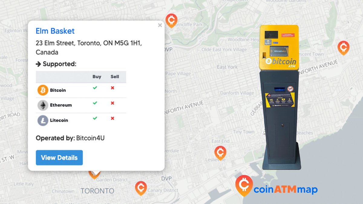 coinatmmap's tweet photo. Check out this #Bitcoin ATM by @bitcoin4uCA in #Toronto ON #Canada. This machine supports #BTC, #LTC,  &amp; #Ethereum. Find this #BitcoinATM and many others at #CoinATMmap (Link In Bio). https://t.co/8o3HcEGvpU