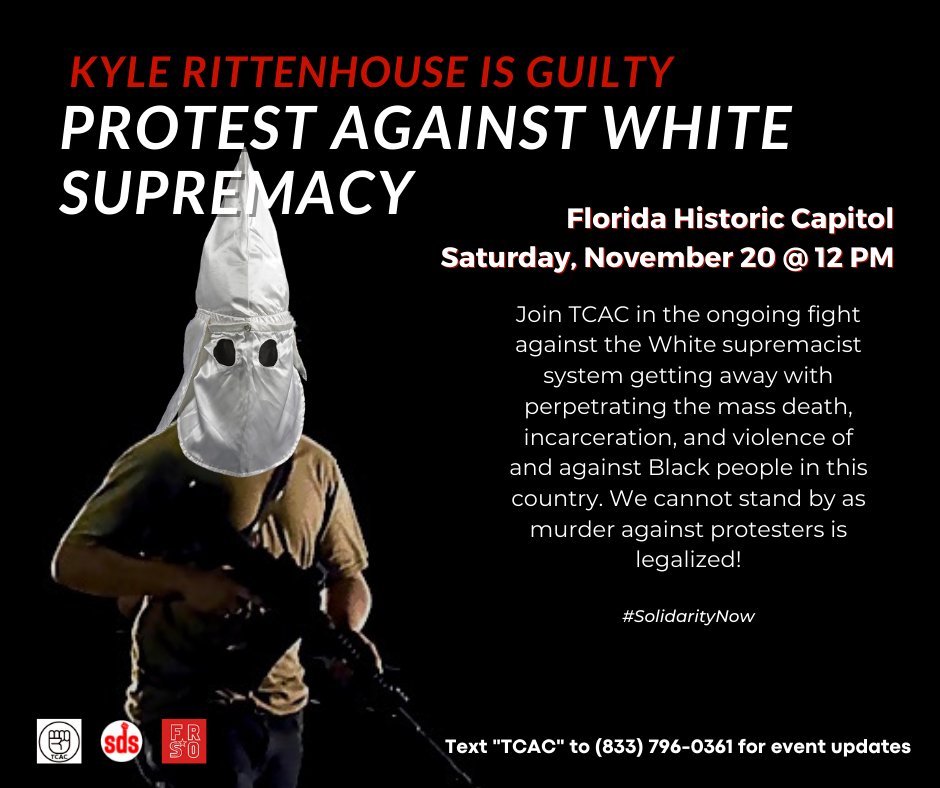 Join us Sat., Nov.20 @ 12 pm for a direct action in response to the acquittal of Kyle Rittenhouse.