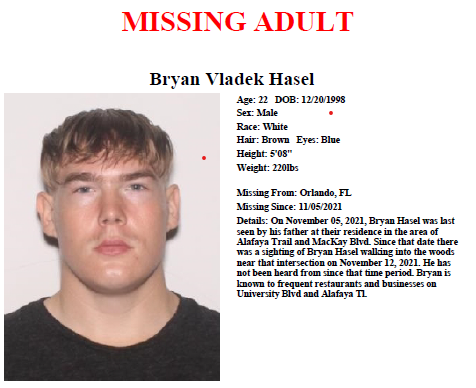 OrangeCoSheriff's tweet photo. MISSING PERSON: If you or someone you know has any information on the whereabouts of 22-year old Bryan Hasel, please call 407-836-4357. Our Missing Persons Detectives are diligently working to ensure Bryan returns home safely. https://t.co/GkyR1e3XVs