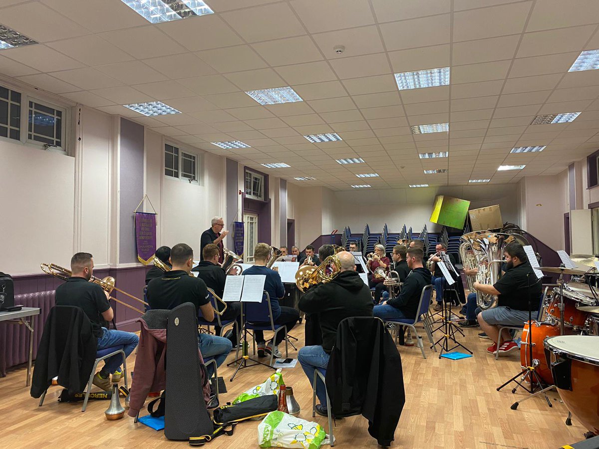 AmingtonBand's tweet photo. It was our pleasure to host the mighty @TredegarBand this evening as they make their final preparations for the Brass in Concert competition taking place in Gateshead tomorrow. They kindly let us sit in on their rehearsal and wow, what a programme!  Good luck #TeamTredegar https://t.co/t7XcXOdGnR