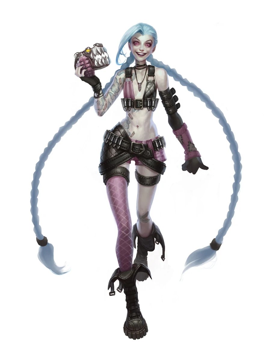 RiotAugust's tweet photo. Some of Jinx's concept art from 8 years ago. She was drawn by @KatieDeSousa. https://t.co/WEyirU6tP9