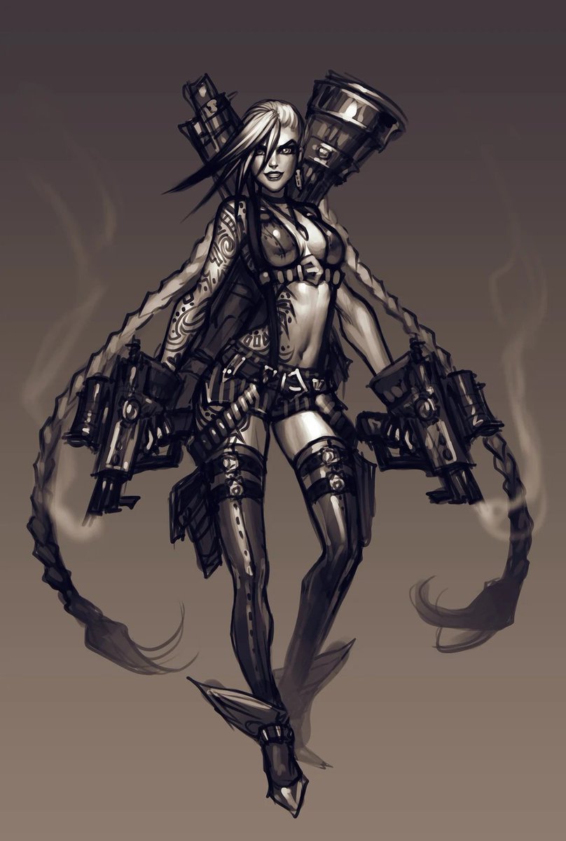 RiotAugust's tweet photo. Some of Jinx's concept art from 8 years ago. She was drawn by @KatieDeSousa. https://t.co/WEyirU6tP9