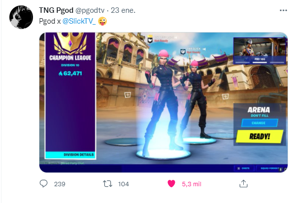 Ces4rJr's tweet photo. Háganlo posible @SlickTV_ 🇲🇽X 🇵🇪 @pgodtv 🙏🥺😃😃
#fortnite #FortniteCompetitive #fornitelatam https://t.co/yniiJhrQEF