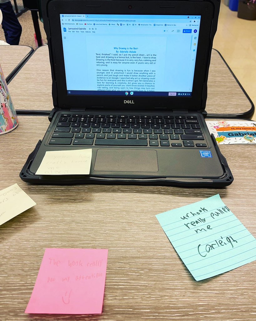 To end our opinion writing unit we did a gallery walk and left compliments on our friends writing! Take a look!