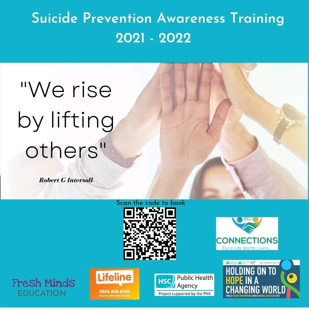 minds_fresh's tweet photo. “We rise by lifting others” Lift others by completing suicide awareness training with our connections link life online programme! If you want to take part in this life saving training click the link or scan our QR code  ⬇️
https://t.co/NMiDfeideU 
#suicideprevention 
#freshminds https://t.co/06zHvtTHcP