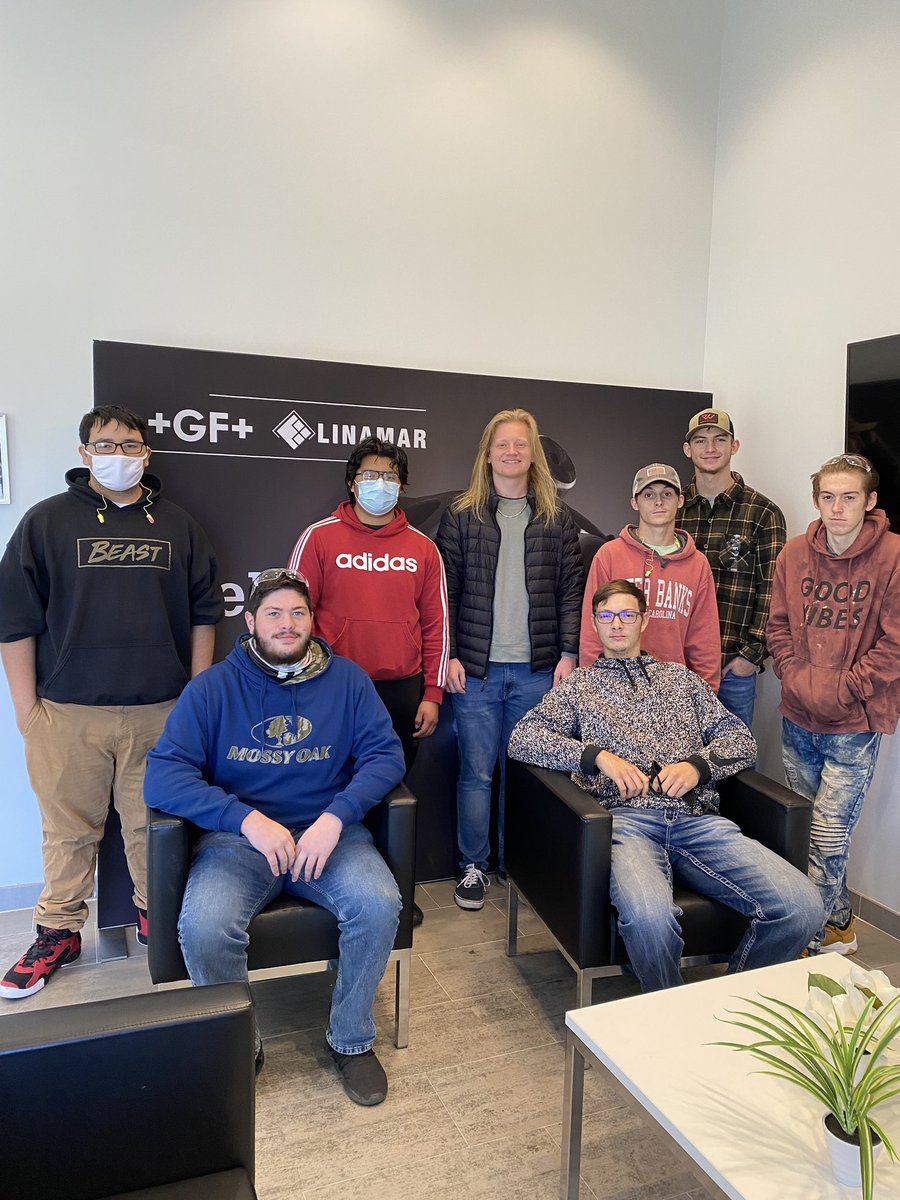 HCPSNCCTE's tweet photo. Another AMAZING day touring our #MadeInHendersonCounty Partners!  Students were so excited to learn about apprenticeship opportunities at @WestRock, @Meritor, and #GFLinamar.  And we even got to play with the robots!  @HCPSNC @BlueRidgeCC #GetPaidToLearn https://t.co/PArHwUVU3o