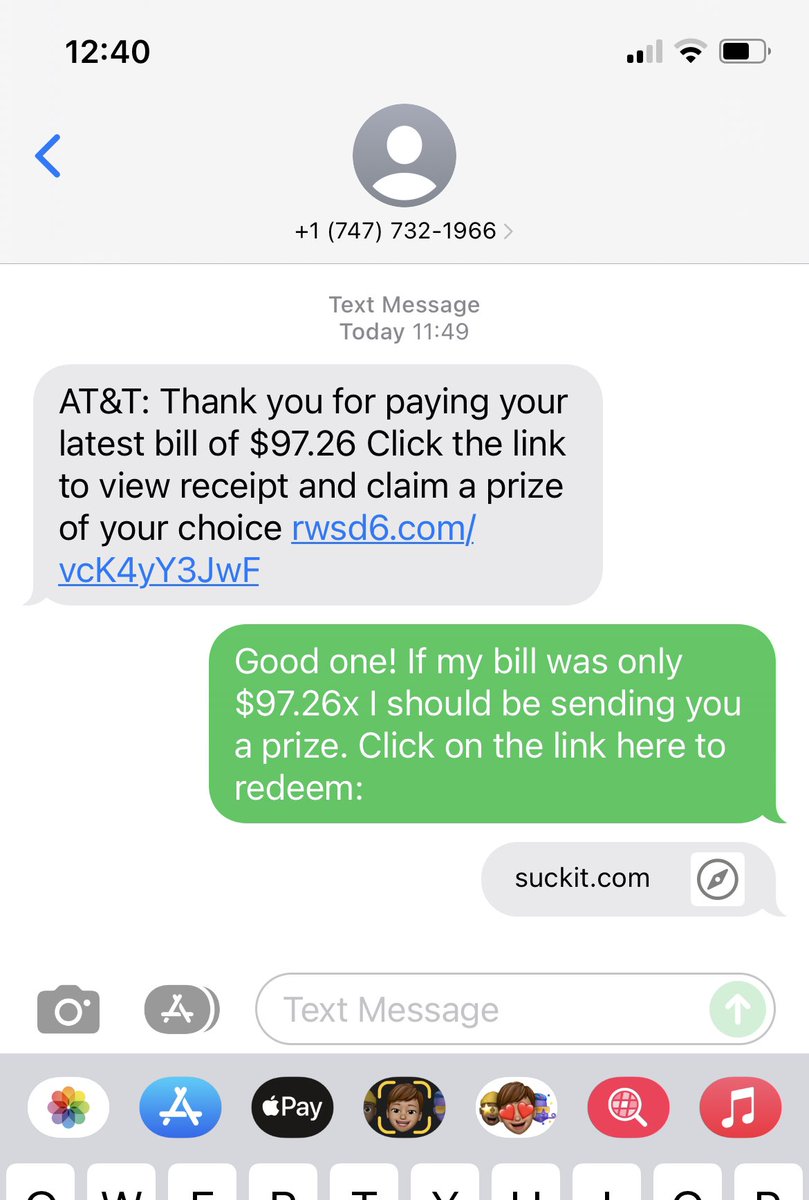 NickiToma's tweet photo. I don’t need this today, scammers. Eh, I’ll just sass the void of one-time generated spam#s/NSA trackers. Oh, wait- I’ve been vaxxed so they don’t need to bug my phone anymore. #Nanobots #DoneWithToday https://t.co/pAxKMBXBfw