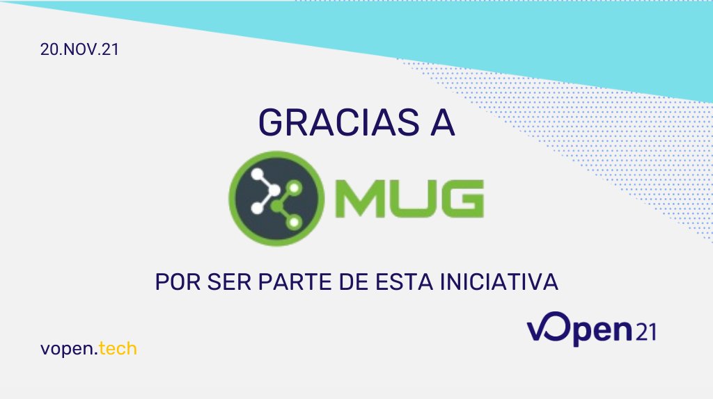 vopentech's tweet image. 📢 ¡Gracias MUG Argentina por apoyar esta iniciativa! #vOpenTech 2021 se viene con todo y lo podrás ver a partir de mañana Sábado 20/11 a las 02.00 PM UTC en vivo por #YouTube 👉 youtube.com/watch?v=0NoKGa…
.
⌛ ¡Te esperamos online! 👉 vopen.tech
.
#vopentech #explotaaa