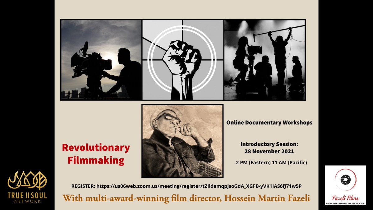 BeTrue2Soul's tweet photo. Join our growing community of socially-conscious cinematic storytellers for sharing and connecting: Revolutionary Filmmaking Workshop with A-List director: Hossein Martin Fazeli - REGISTER HERE: https://t.co/plInYP2Lqw https://t.co/4t2ruVGKGc