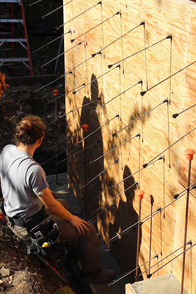 Who knew that snap ties would cast such gorgeous shadows? More formwork going up on site! #Studio804