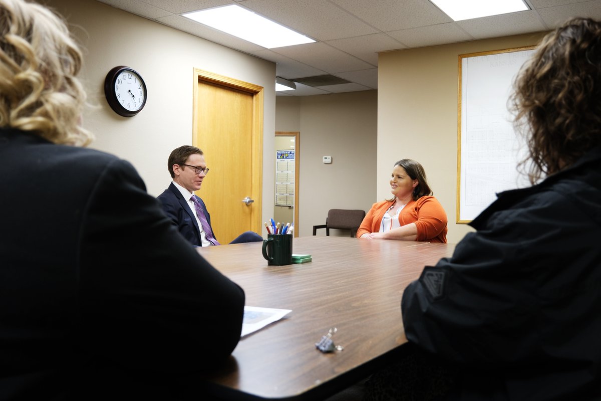 LtGovToland's tweet photo. I had a great meeting with the incomparable Christy Hopkins in Greeley County, which is the smallest county in KS yet one of the few rural counties that grew in population from 2010 to 2020 – a true testament to the good work to position the community for the future! https://t.co/nEMWLcUE4I