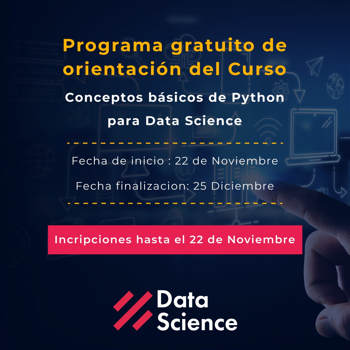 DataScience_Pe's tweet image. #Novedades | Grupo de Estudio de Python para Data Science dirigido a personas entusiastas y autodidactas, ansiosos de aprender sobre Ciencia de Datos con Python 🐍
📌¡Inscríbete!: mtr.cool/ocrhpoelph
.
#datascience #python #programagratis #grupodeestudio #cienciadedatos #dsrp