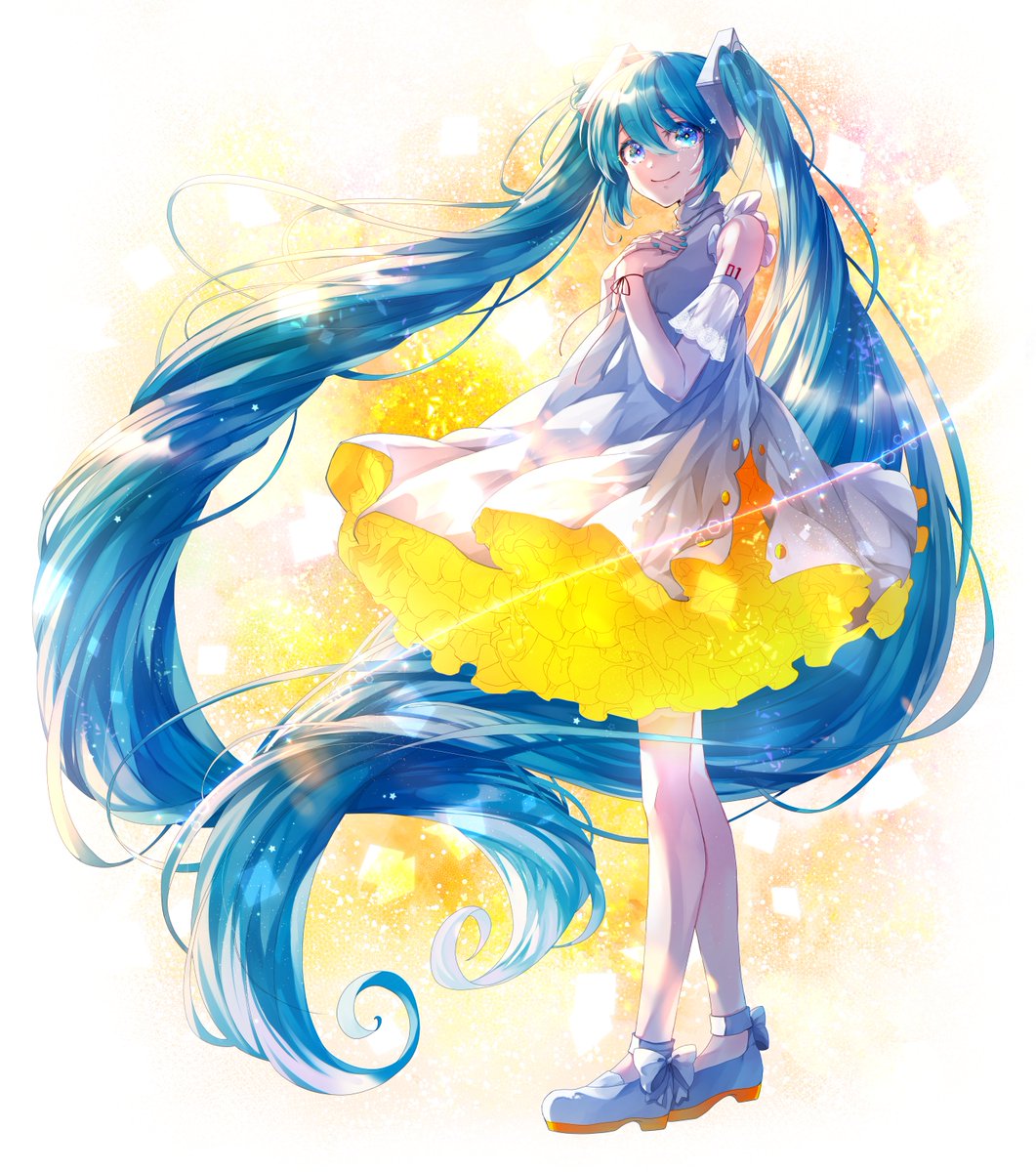 hatsune miku 1girl solo long hair twintails smile blue eyes tears  illustration images