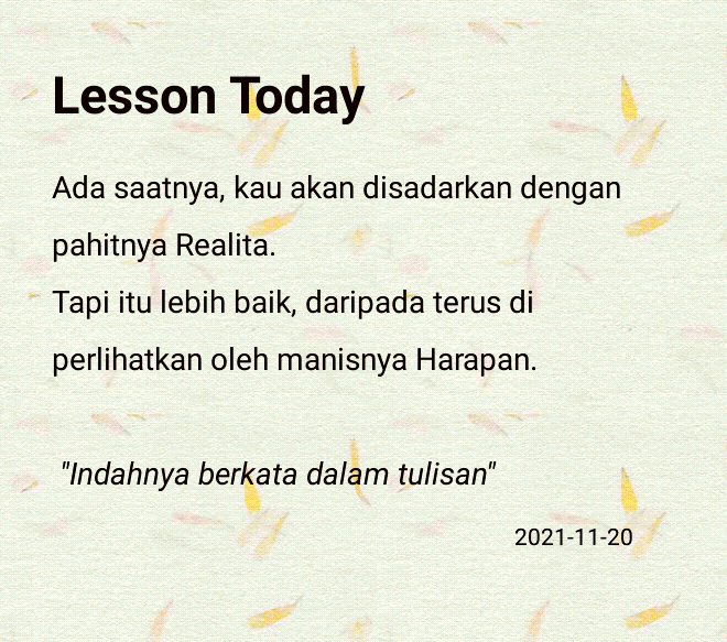 sherinaal22's tweet photo. Ambil hikmahnya😉
Kuat yaa

#note #NoTimeToDie #selfcare #HealingTrauma #kuat #Indonesia #berkata #WhatsApp #BeYourself https://t.co/qj5Vo4uZLI