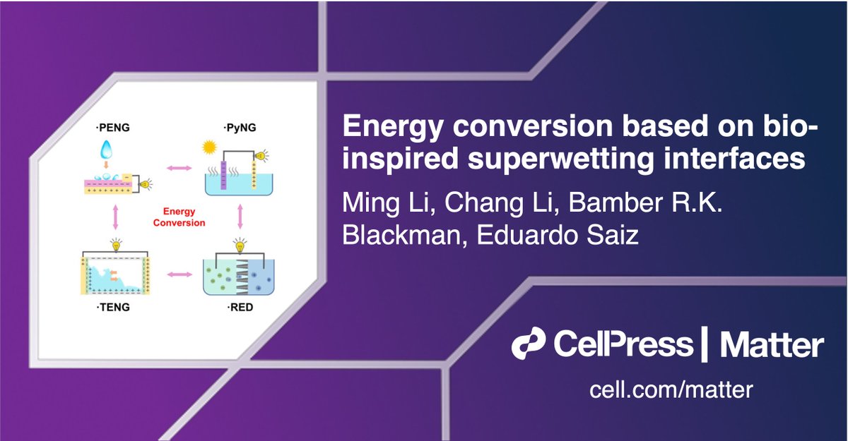 Li, Li, Blackman, &amp; Saiz <a href="/CASC_Imperial/">CASC</a> review superwetting interfaces for energy conversion in #MatterIssue29. <a href="/ImpMaterials/">Imperial Materials</a> <a href="/imperialcollege/">Imperial College London</a>

Read the Perspective: bit.ly/3oJ7AjR
