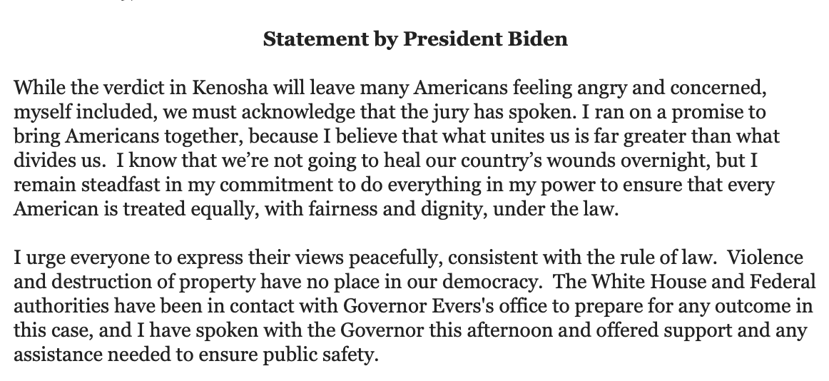 charliespiering's tweet image. Biden adds that he shares the sentiments of those who are  “feeling angry and concerned” by the verdict