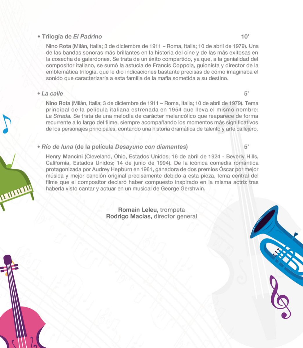 OSEMoficial's tweet photo. Amigas y amigos, les compartimos el Programa de mano del concierto de este viernes en el edificio de Rectoría de la @UAEM_MX, a las 19 horas.
Dirige el maestro @maciasrodrigo_.
Solista: @RomainLeleu1, trompetista .
Notas al programa: https://t.co/5JGEGwElU4
#OSEM50AÑOS https://t.co/5yqM9eryY3