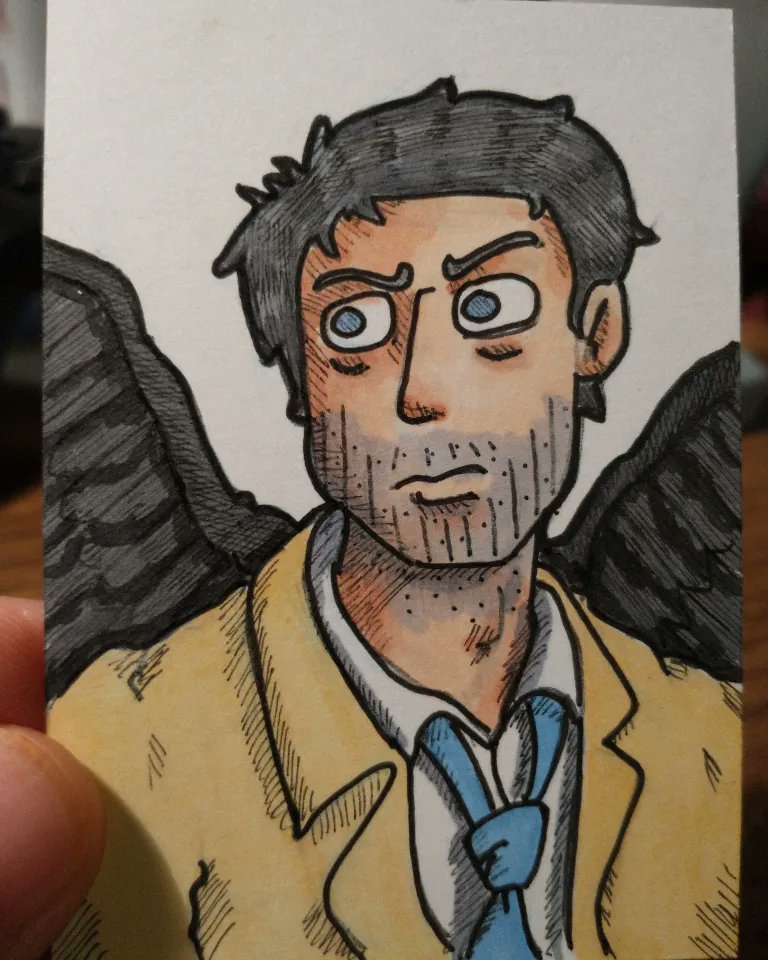 EvilKittehStud1's tweet photo. Day five of #randomness #castiel #Supernatural #mishacollins #angel #black #trenchcoat #fiveoclockshadow #cas #trivia He didn't show up until season four https://t.co/gPcX5pQRyl
