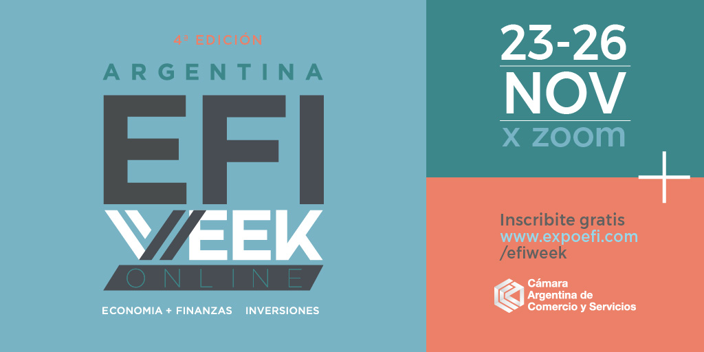 ¡Llega la 4° edición de <a href="/ExpoEFI/">Expo EFI</a> Online! 💻 Del 23 al 26 de noviembre, sumate a la #EFIWeek donde se analizará el contexto #económico, #financiero y de #inversiones. Inscribite gratis 👉: bit.ly/3DtsFVB