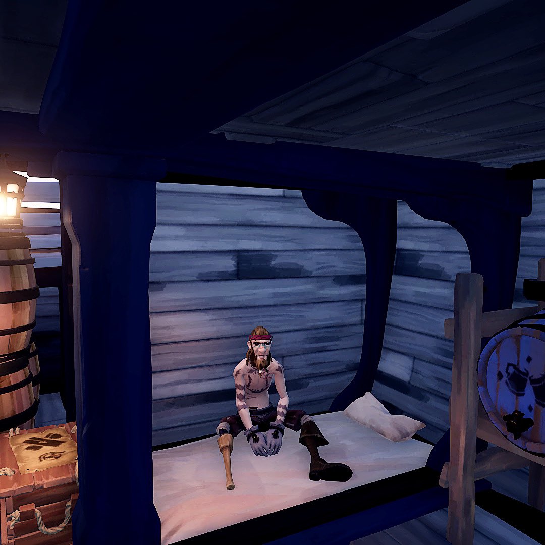 seanoevil1650's tweet photo. How’s all ye pirates enjoying the new bed? #APiratesLife #BeMorePirate #SeaOfThieves #SoTShot #Xbox #twitch #pc #serveralliance https://t.co/eYYvpPvLMy