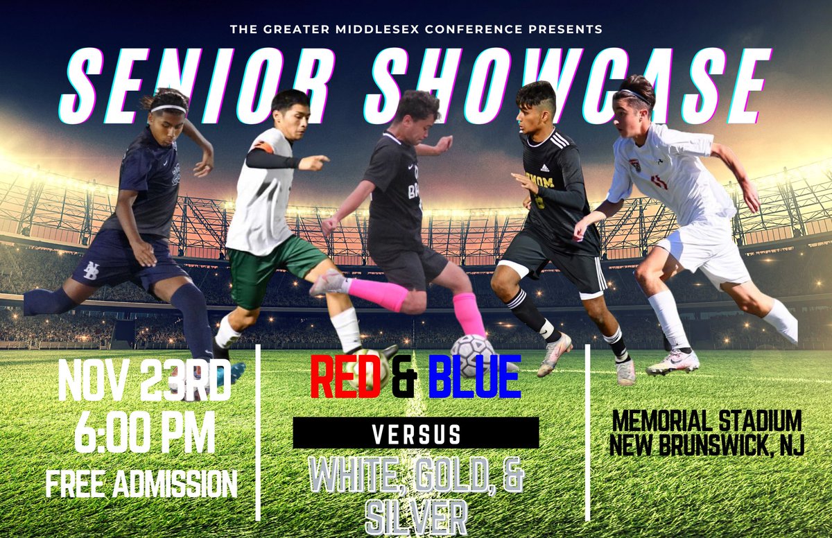 Join us Tuesday, November 23rd, at 6 PM in New Brunswick to watch the titans of Middlesex County soccer do what they do best in our 1st annual GMC Senior Showcase. This is going to be a game you don’t want to miss! #RiseUp #RelentlessPursuit #Brotherhood