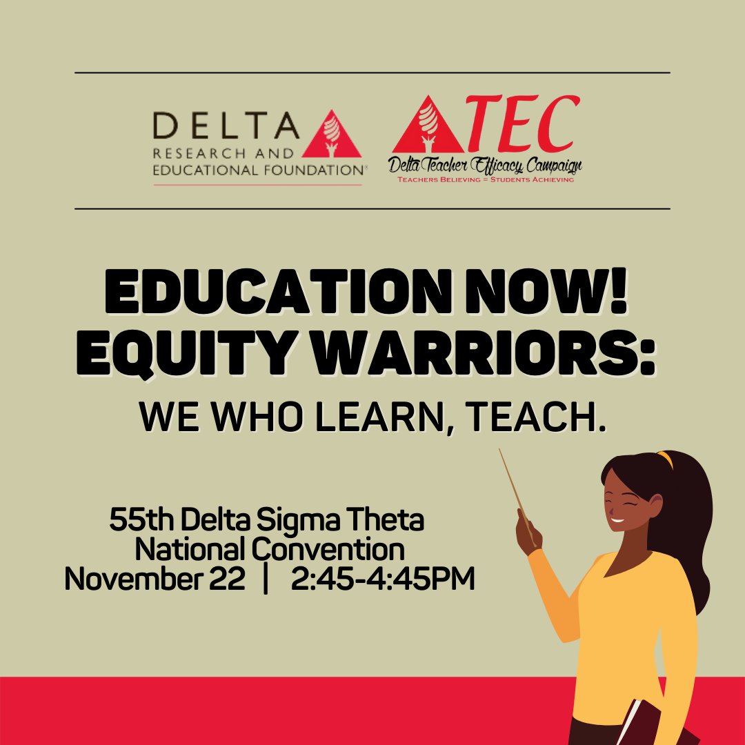 Our DTEC session, "Education Now! Equity Warriors: We Who Learn, Teach.", will be happening on Monday 22nd of November at DST’s 55th National Convention from 2:45-4:45PM. 

Our exhibition booth will also be at #1830. Check us out from 9AM-9PM. 

Will you be coming? 

#DTECTag