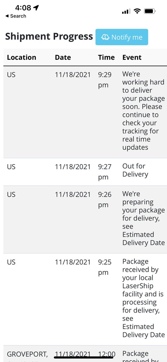 lynngotts's tweet photo. Hey @LaserShip why was my package out for delivery last night at 9:27pm and now nothing? If you see your driver wearing tall ladies corduroys, they are mine. #LaserShit https://t.co/MAYRAHwPDy