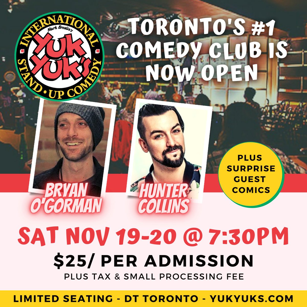TONIGHT &amp; TOMORROW'S SHOW ARE ALMOST SOLD OUT. Get your tickets not before they're gone: YukYuks.com/Toronto. Bryan O'Gorman is a professional weirdo who has headlined comedy shows throughout Europe, Asia, Australia, US &amp; Canada. He's spearheading THIS WEEKEND'S shows.